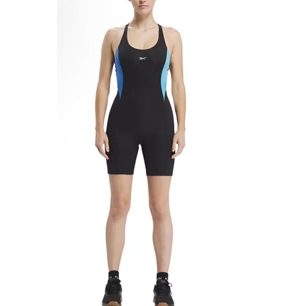 Reebok Women's Black Lux Bold Scoop-Neck Racerback Bodysuit Size L $65 NWT